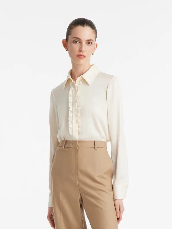 22 Momme Mulberry Silk Ruffle Women Shirt