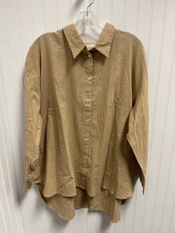 Blouse Long Sleeve By Cmc In Beige, Size: 2x