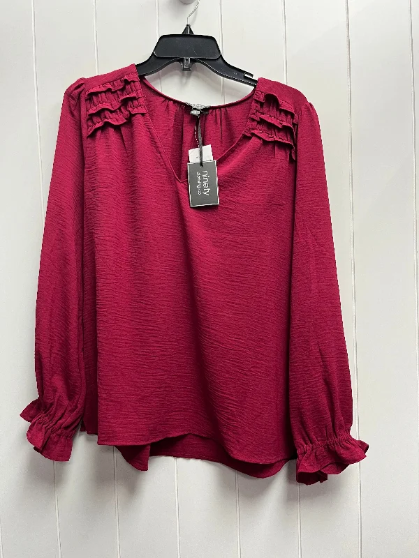 Blouse Long Sleeve By Ninety Woman In Red, Size: M