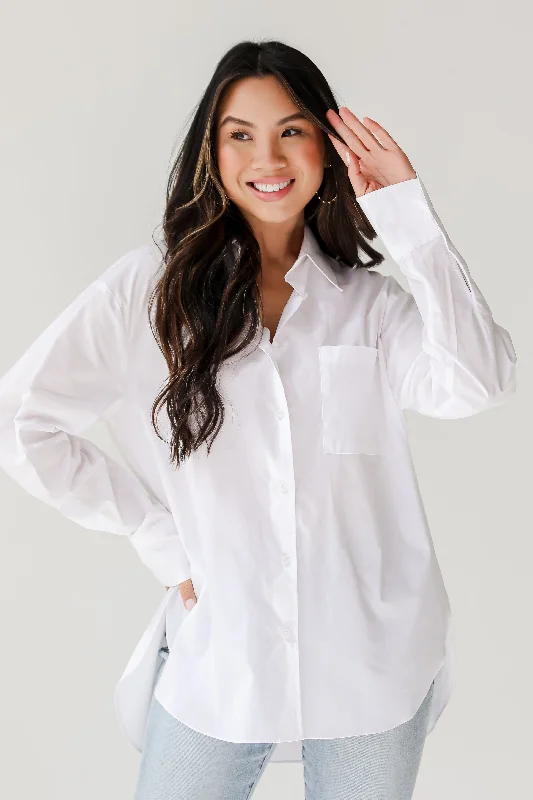 FINAL SALE - Elevated Sensibility White Button-Up Blouse