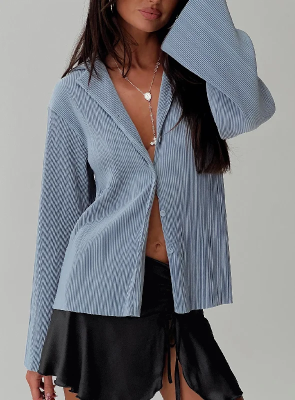 Louie Pleated Shirt Blue